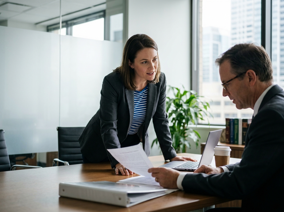 Femme consultant un conseiller juridique sur la récupération de points de permis de conduire