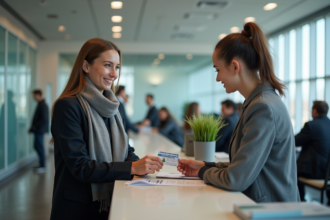 Jeune femme remettant son ancien permis à un agent