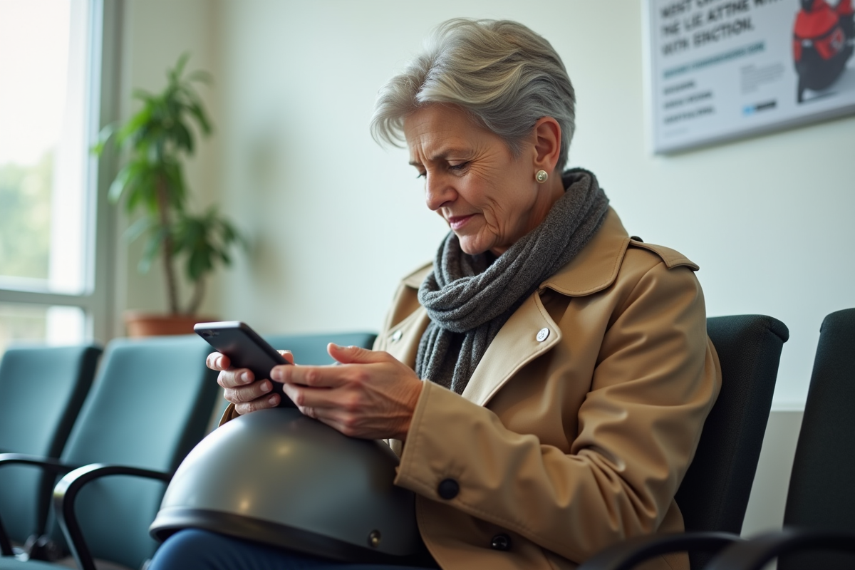 Femme assise dans une salle d