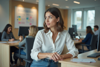 Femme remettant son permis de conduire à un agent dans un bureau