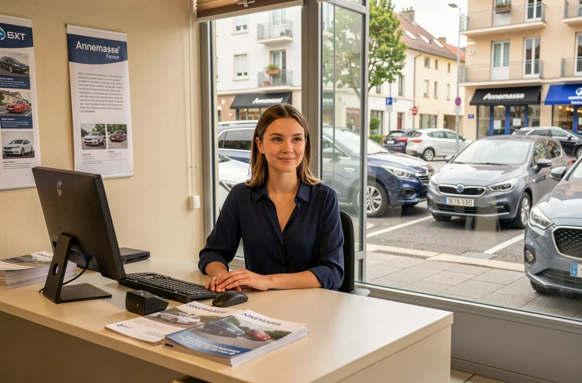 Réceptionniste au bureau d'accueil du Garage C&C Autos à Annemasse
