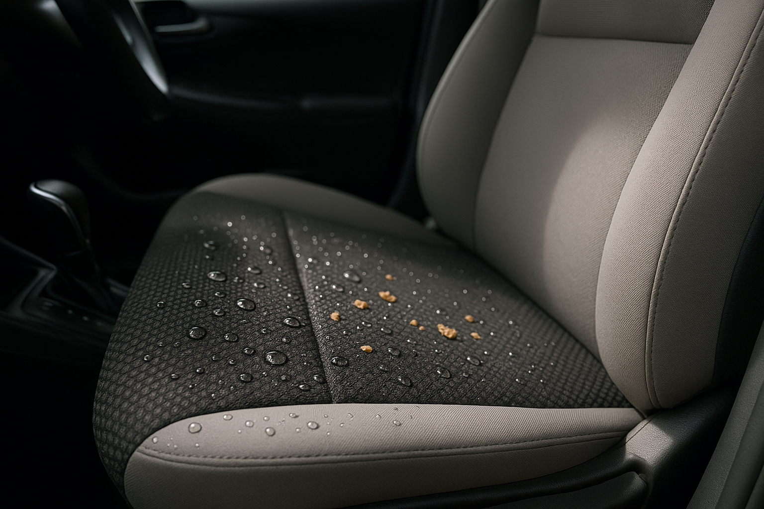 Garnissage de siège de voiture avec taches d