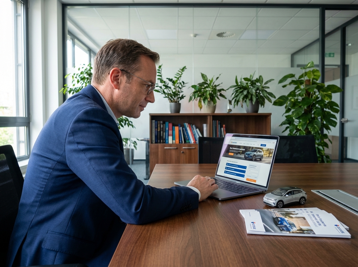 Homme en costume étudiant une assurance auto en intérieur