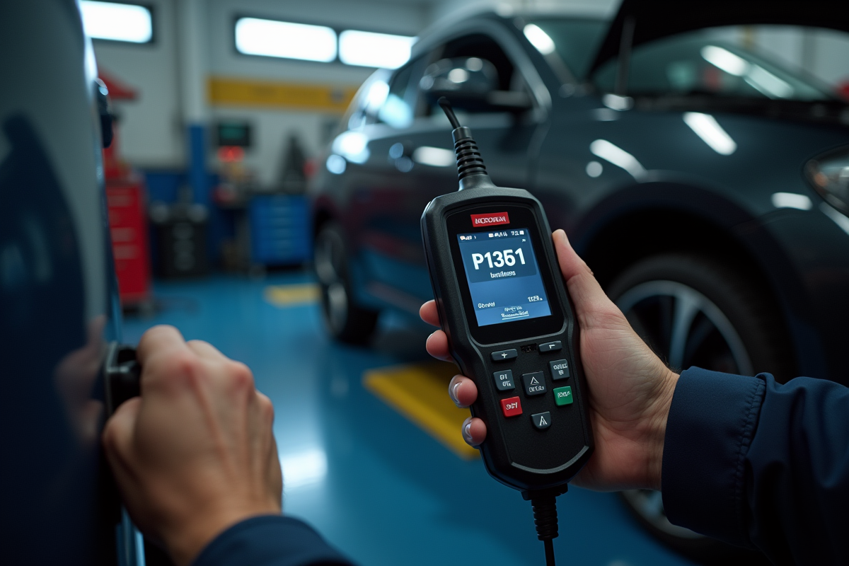 Mecanicien utilisant un scanner pour diagnostiquer une voiture
