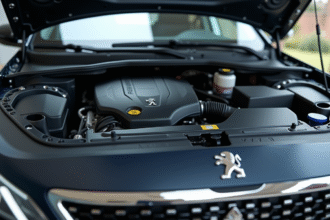 Vue rapprochee du moteur Peugeot 308 GT automatique sous le capot