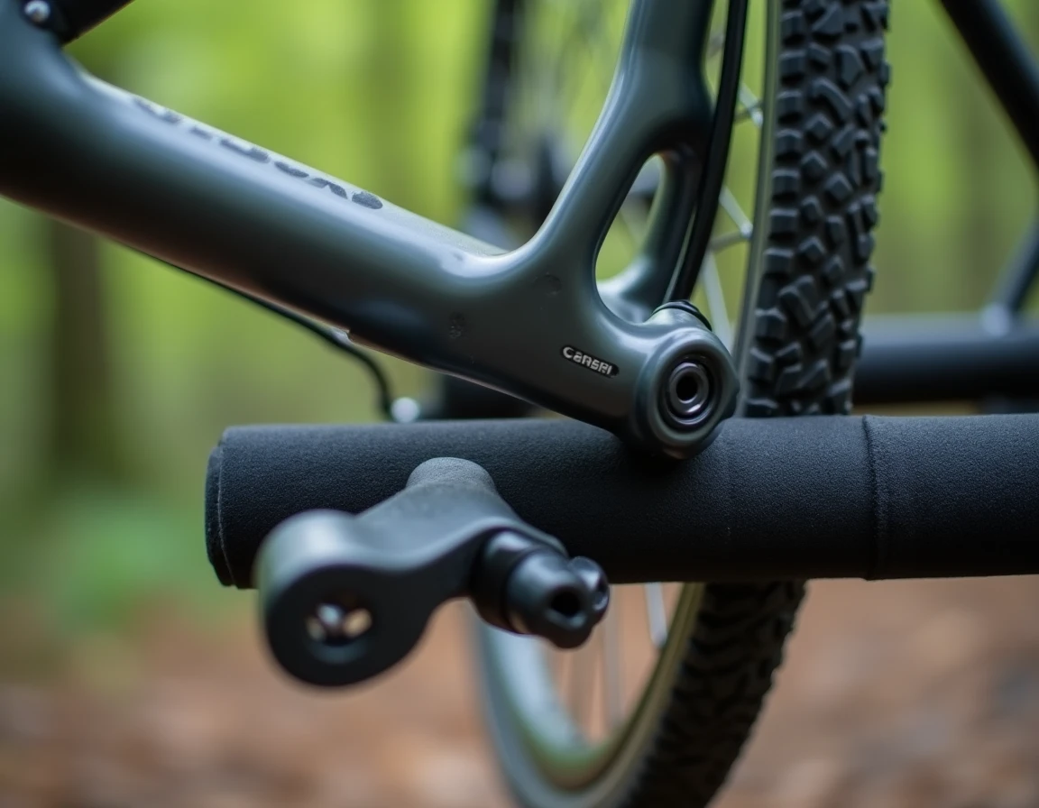 Gros plan sur les protections de cadres et coussinets en néoprène d'un porte-vélo attelage 4 vélos